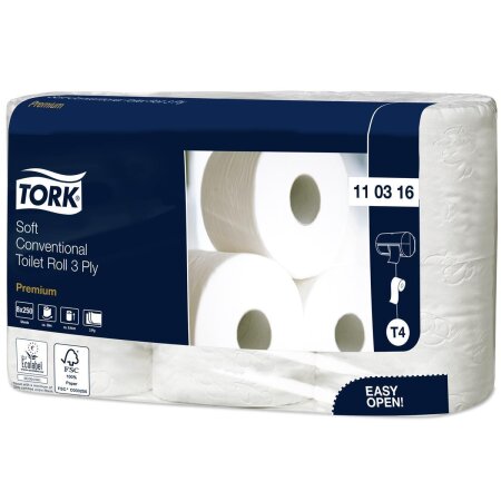 Toilettenpapier Tork Premium weiß 3-lagig 8 Rollen