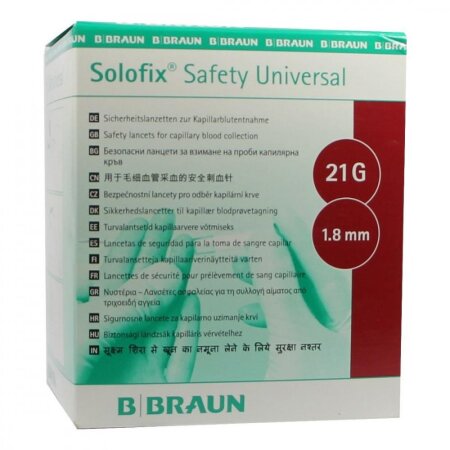 Kanüle Solofix Safety universal 21G x 1,8 mm