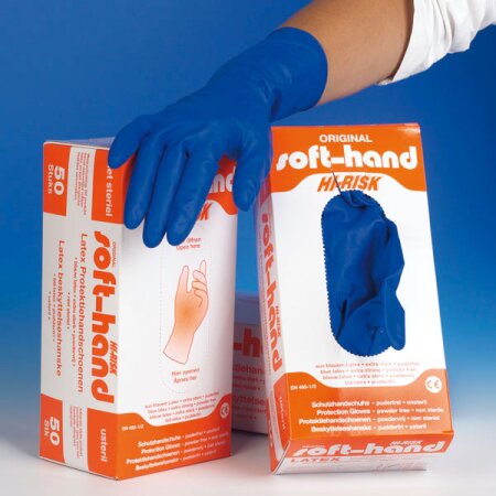 Handschuhe Latex Schutz Hi-Risk blau puderfrei L - groß