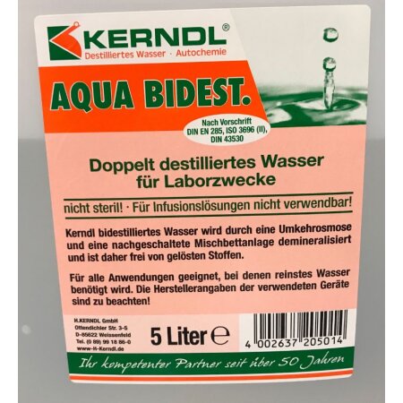Laborwasser Aqua Bidest 5 l