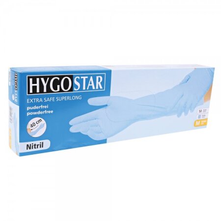 Handschuhe Nitril Extra Safe Superlong 40 cm blau puderfrei Gr. S