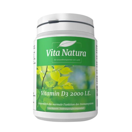 Vita Natura Vitamin D3 2000 I.E. 120 Kapseln (Staffelpreis 10 Pck. je 27,99 €)