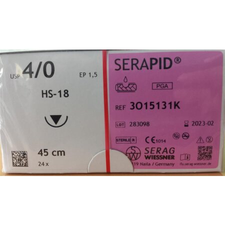 Nahtmaterial Serapid ungefärbt HS-18 4/0 45 cm