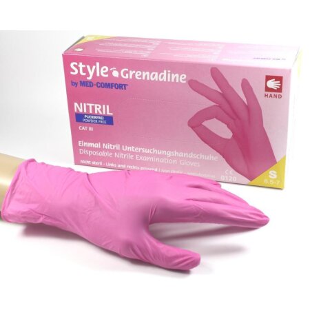Handschuhe Nitril Style Grenadine puderfrei pink Größe M