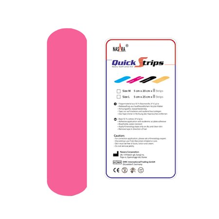 Nasara® Precut Tape I-Form, Pink, 5cm x 20cm, 8 Blatt