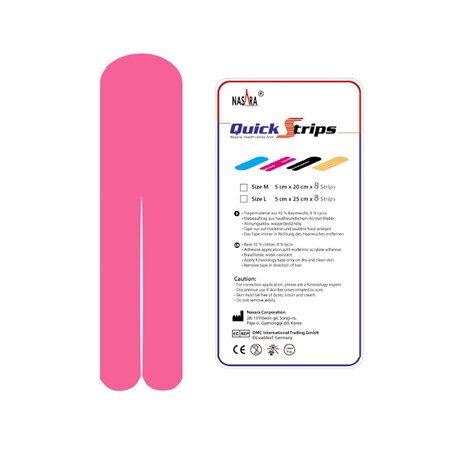 Nasara® Precut Tape Y-Form, Pink, 5cm x 20cm, 8 Blatt