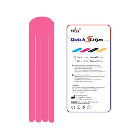 Nasara® Precut Tape Ferse-Form, Pink, 5cm x 20cm, 8 Blatt